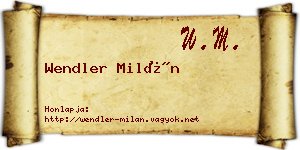 Wendler Milán névjegykártya